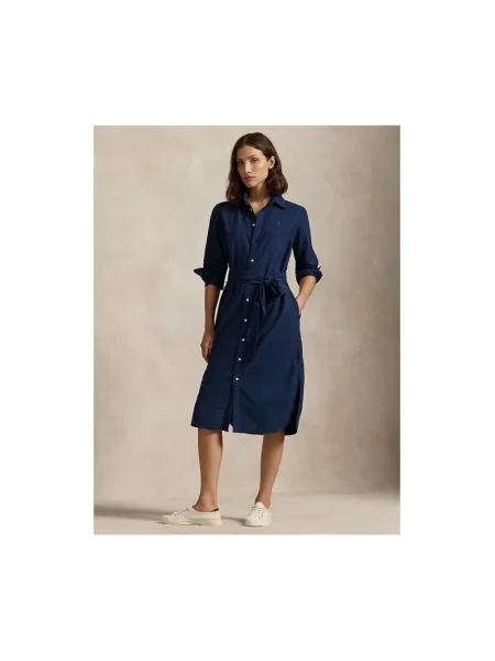 Sukienka koszulowa Polo Ralph Lauren do kolan elegancka niebieska