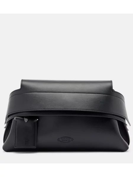 Usnjena pisemska torbica Tod's črna