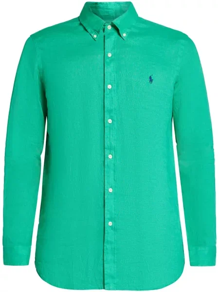 Ленена поло тениска Polo Ralph Lauren бродирана зелено