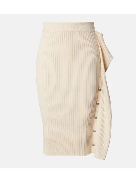 Fustă midi Stella Mccartney tricotate bej