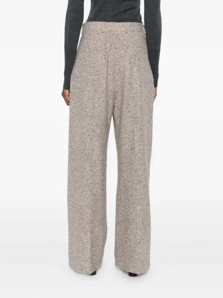 Pantaloni Mark Kenly Domino Tan din tweed plisate maro