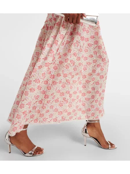 Rochie midi Rixo cu model floral cu volane până la genunchi roșu