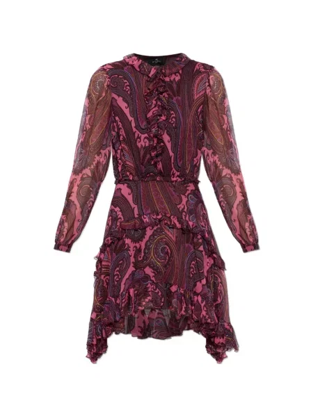 Rochie mini Etro cu imagine cu model paisley asimetrică roșu