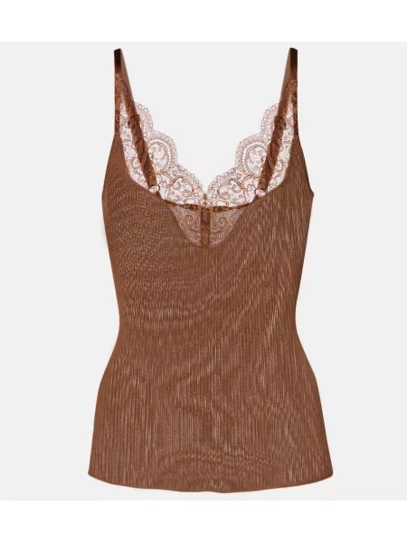 Top Saint Laurent de mătase maro