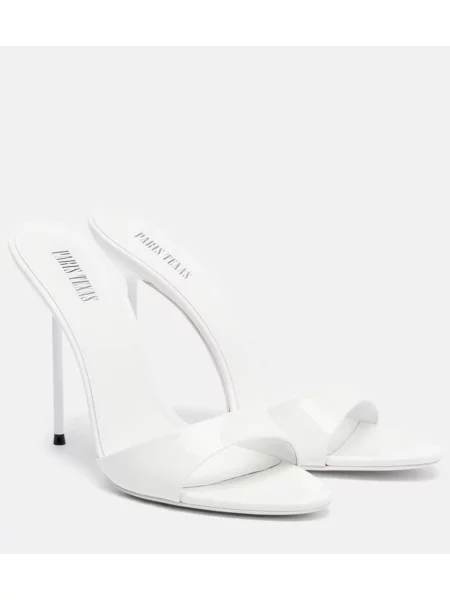 Кожени мюли Paris Texas от лакирана кожа бяло