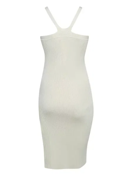 Sukienka Simkhai z dekoltem halter garniturowa prążkowana biała