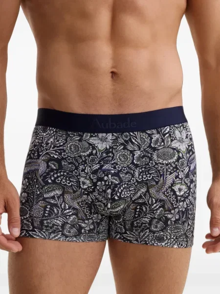 Șosete Aubade cu model floral cu imagine albastru