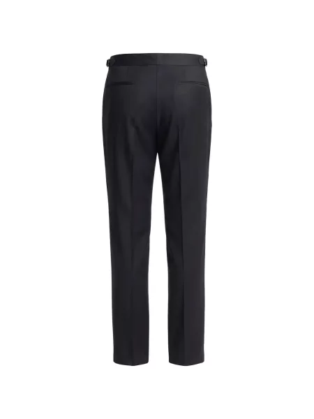 Pantaloni Boss de lână conici albastru