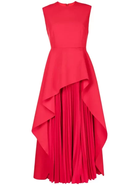 Sukienka midi Solace London bez rękawów dzwony czerwona