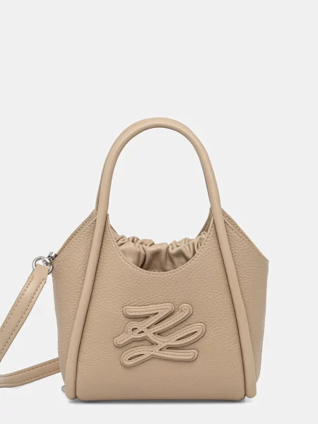 Geanta crossbody Karl Lagerfeld cu autograf bej