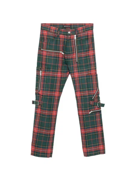 Pantaloni Undercover în carouri verde