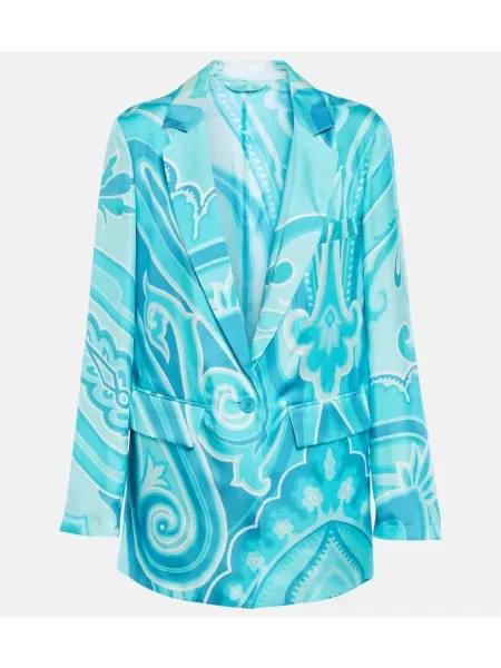 Sacou Etro de mătase cu model paisley albastru