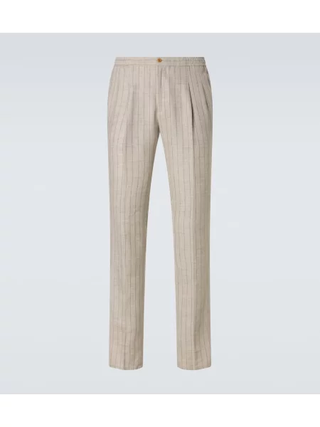 Pantaloni Rubinacci de lână cu dungi bej