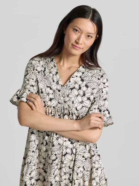 Sukienka kaftan o linii a z czystej bawełny model FUOCO' Weekend Max Mara czarna