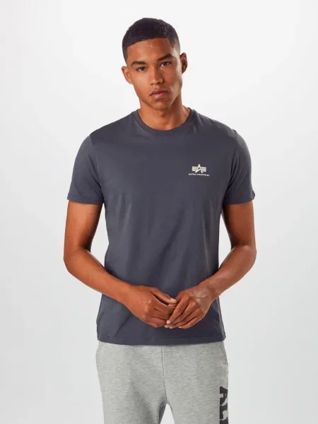 Pánske tričko Alpha Industries Basic Small Logo grey black sivá