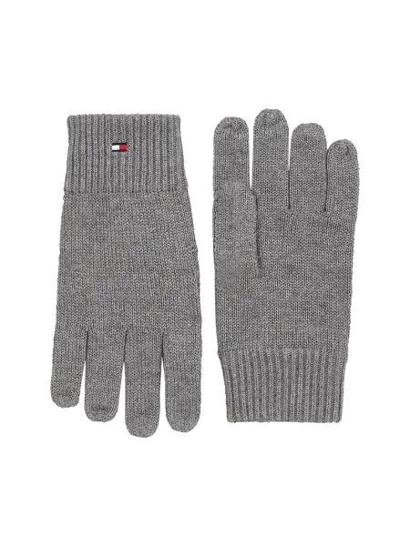 Tommy Hilfiger Rukavice s prímesou kašmíru sivá