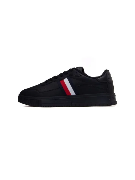 Bőr csíkos félcipo Tommy Hilfiger fekete