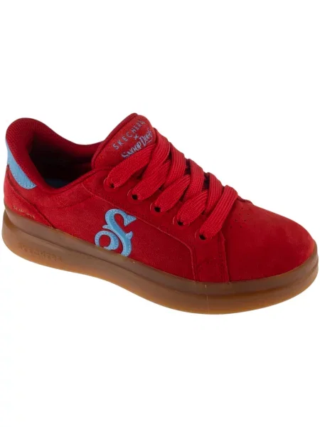 Chiloți Skechers din piele de căprioară roșu