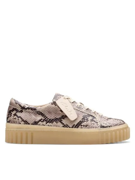 Pantofi Clarks cu model piele de șarpe bej