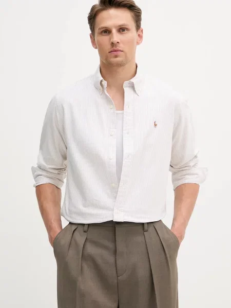 Polo Ralph Lauren cămașă din cu guler button-down regular bej