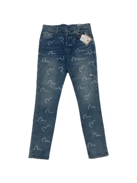 Blugi Evisu zdrențuiți albastru