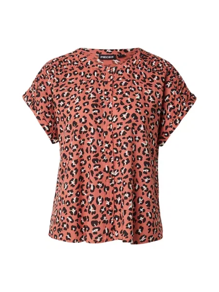 PIECES Bluză PCVIBE portocaliu homar / negru alb