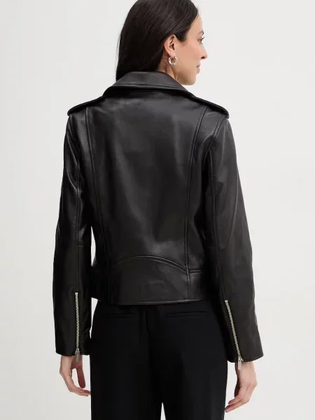 Kurtka skórzana Twinset czarna