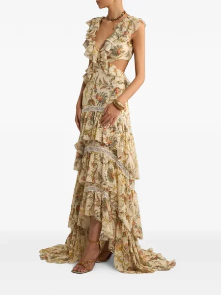 Rochie Etro cu model floral cu imagine de costum galben