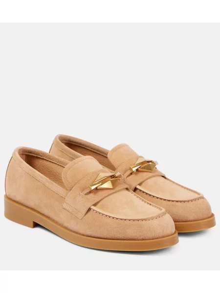 Pantofi loafer Jimmy Choo din piele de căprioară bej