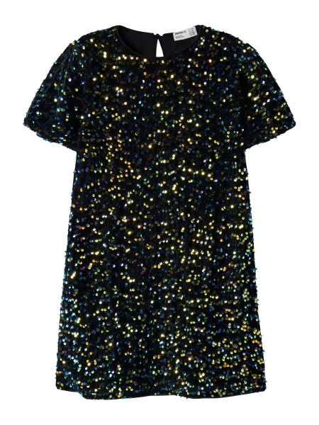 NAME IT Rochie NKFRunica bleumarin / galben negru