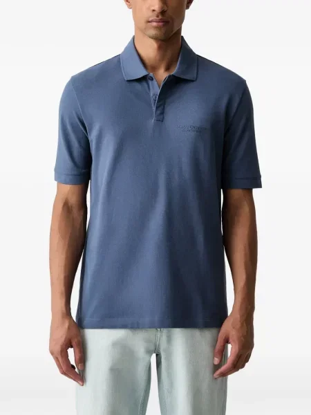 Tricou polo Armani Exchange cu broderie albastru