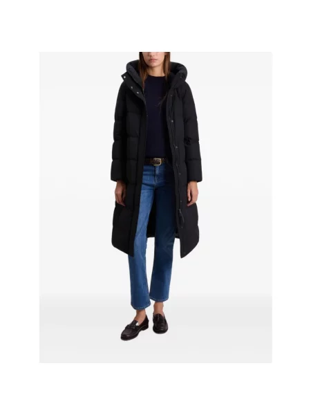 Długi płaszcz Woolrich pikowany czarny