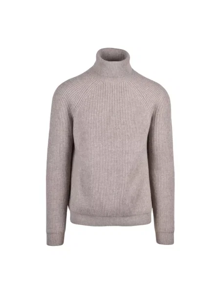 Sweter z golfem Alpha Studio wełniany beżowy