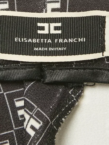 Hlače Elisabetta Franchi s printom lepršave crna