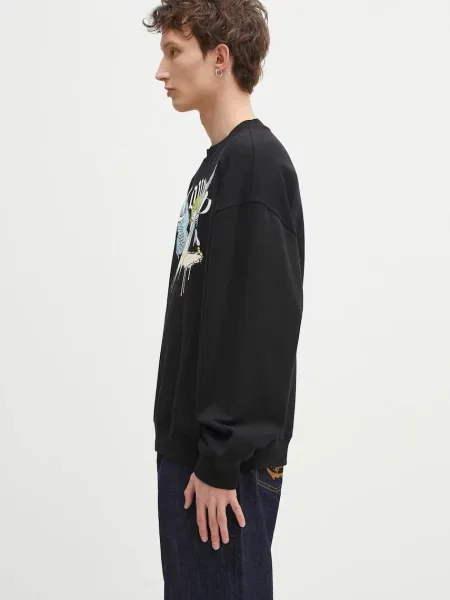 Marcelo Burlon bluza County Angel Boxy Crewneck Black Multico z nadrukiem czarny