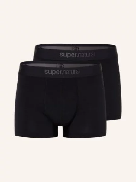 Super.Natural Zestaw 2 Sztuk Bielizny Funkcyjnej – Bokserki Boxer Z Wełną Merynosową schwarz czarne
