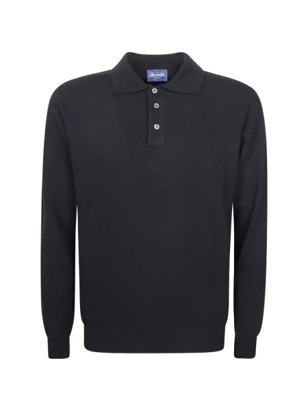 Lung tricou polo Drumohr tricotate negru