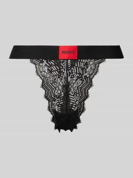 HUGO Stringi Kobiety Koronka jednolity S czarny