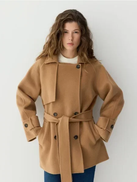 Reserved Ручний вовняний пальто золотисто-коричневий коричневе