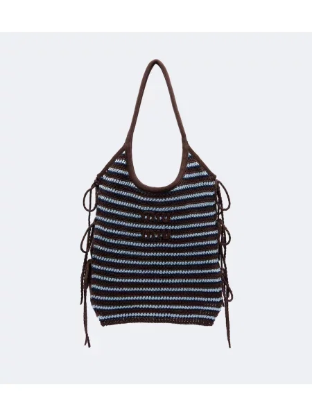 Geantă shopper Miu Miu cu dungi albastru