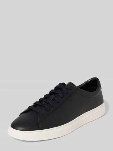 Sneakersy ze skóry z gumową podeszwą Boss czarne