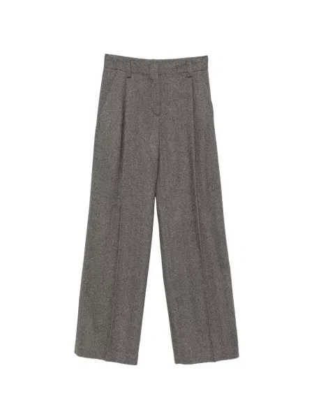 Hlače Antonelli s herringbone uzorkom smeđa