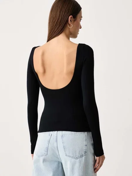 Tricou cu mânecă lungă Le Privé din modal negru