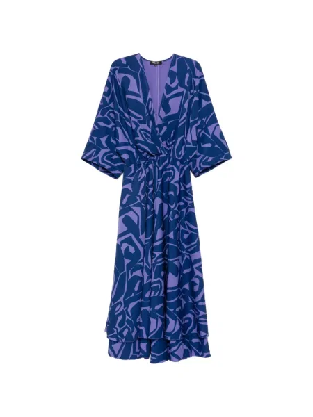 Rochie Blaklace cu imagine cu decolteu în V cu imprimeu geometric violet