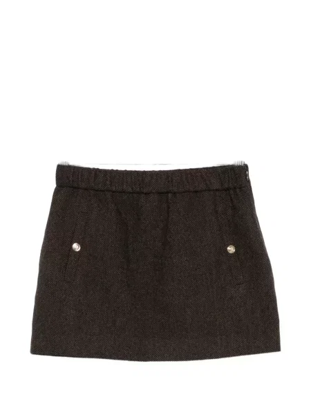 Fusta mini Maje cu model herringbone maro