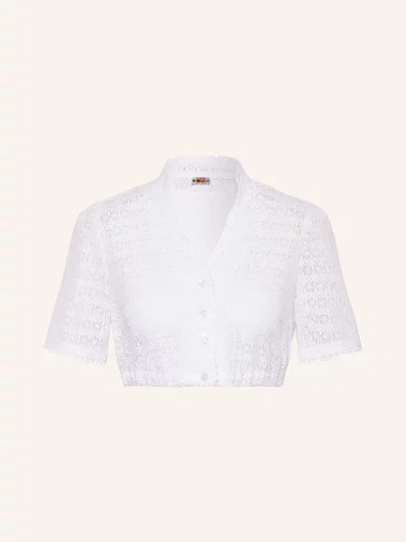 Berwin & Wolff Bluzka Bawarska Z Koronki weiss biała