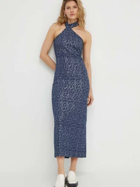 Résumé rochie din marin maxi drept albastru