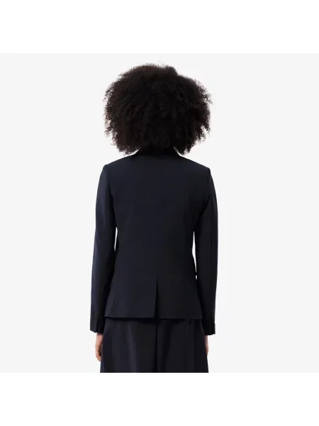 Lacoste Wełniana Marynarka Slim Fit Z Haftowanym Logo granatowy