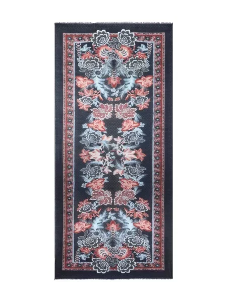 Fular Etro cu model floral cu imagine albastru