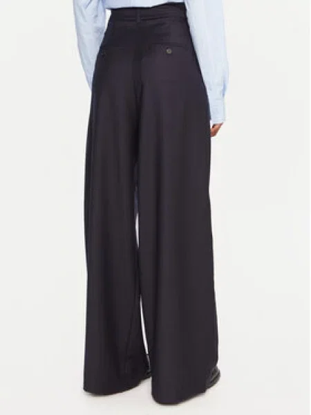 Weekend Max Mara Medžiaginės kelnės Globale Tamsiai Wide Leg mėlyna